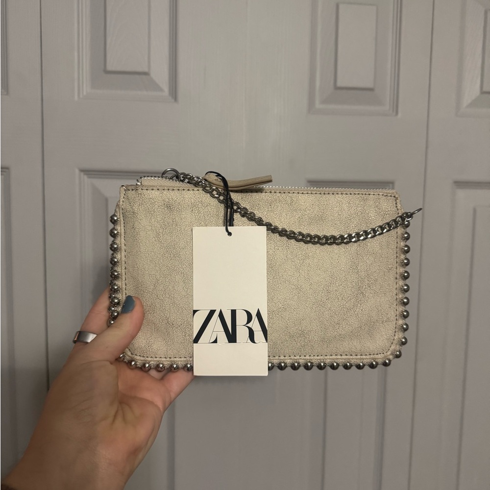 Zara Beige Studded Clutch